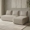 Sofa Modular 2 Lugares E Chaise Block Pes Madeira Boucle TCE 1018 MOLL