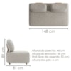 Sofa Modular 2 Lugares E Chaise Block Pes Madeira Boucle TCE 1018 MOLL