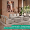 Sofa Modular 2 Lugares E Chaise Block Pes Madeira Boucle TCE 1018 MOLL