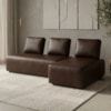 Sofa Modular 2 Lugares E Chaise Block Pes Madeira Courino TCS 721 MOLL