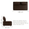 Sofa Modular 2 Lugares E Chaise Block Pes Madeira Courino TCS 721 MOLL