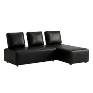 Sofa Modular 2 Lugares E Chaise Block Pes Madeira Courino TCS 724 MOLL