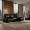 Sofa Modular 2 Lugares E Chaise Block Pes Madeira Courino TCS 724 MOLL