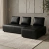 Sofa Modular 2 Lugares E Chaise Block Pes Madeira Courino TCS 724 MOLL