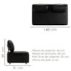 Sofa Modular 2 Lugares E Chaise Block Pes Madeira Courino TCS 724 MOLL