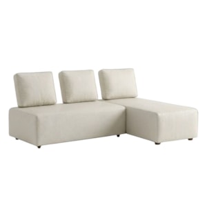 Sofa Modular 2 Lugares E Chaise Block Pes Madeira Courino TCS 725 MOLL
