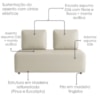 Sofa Modular 2 Lugares E Chaise Block Pes Madeira Courino TCS 725 MOLL