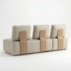 Sofa Modular 2 Lugares E Chaise Block Pes Madeira Courino TCS 725 MOLL