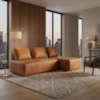 Sofa Modular 2 Lugares E Chaise Block Pes Madeira Courino TCS 727 MOLL