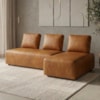 Sofa Modular 2 Lugares E Chaise Block Pes Madeira Courino TCS 727 MOLL