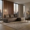 Sofa Modular 2 Lugares E Chaise Block Pes Madeira Courino TCS 729 MOLL