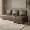 Sofa Modular 2 Lugares E Chaise Block Pes Madeira Courino TCS 729 MOLL