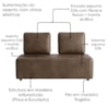 Sofa Modular 2 Lugares E Chaise Block Pes Madeira Courino TCS 729 MOLL
