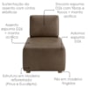 Sofa Modular 2 Lugares E Chaise Block Pes Madeira Courino TCS 729 MOLL