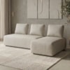 Sofa Modular 2 Lugares E Chaise Block Pes Madeira Linho TCS 701 MOLL