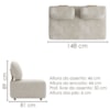 Sofa Modular 2 Lugares E Chaise Block Pes Madeira Linho TCS 701 MOLL