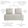 Sofa Modular 2 Lugares E Chaise Block Pes Madeira Linho TCS 701 MOLL