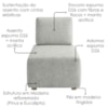 Sofa Modular 2 Lugares E Chaise Block Pes Madeira Linho TCS 701 MOLL