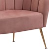 Sofa Namoradeira 2 Lug 135 cm Aço Dourado 7050 Veludo Rosa Dmobiliario