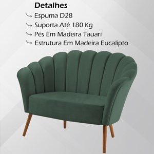 Sofa Namoradeira 2 Lug 135 cm Pes Tauari 7050 Veludo Verde Dmobiliario