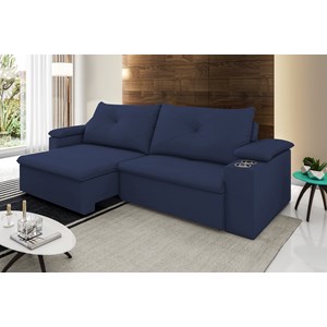Sofa Retratil E Reclinavel 02 Lugares 190cm Tico Suede Azul D'monegatto