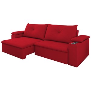Sofa Retratil E Reclinavel 02 Lugares 190cm Tico Suede Vermelho D'monegatto