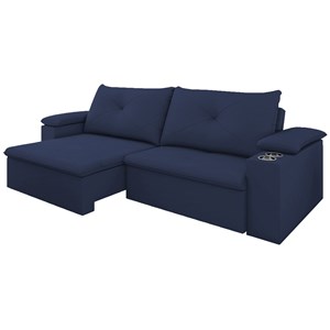 Sofa Retratil E Reclinavel 03 Lugares 210cm Tico Suede Azul D'monegatto