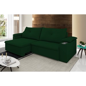 Sofa Retratil E Reclinavel 03 Lugares 210cm Tico Suede Verde D'monegatto