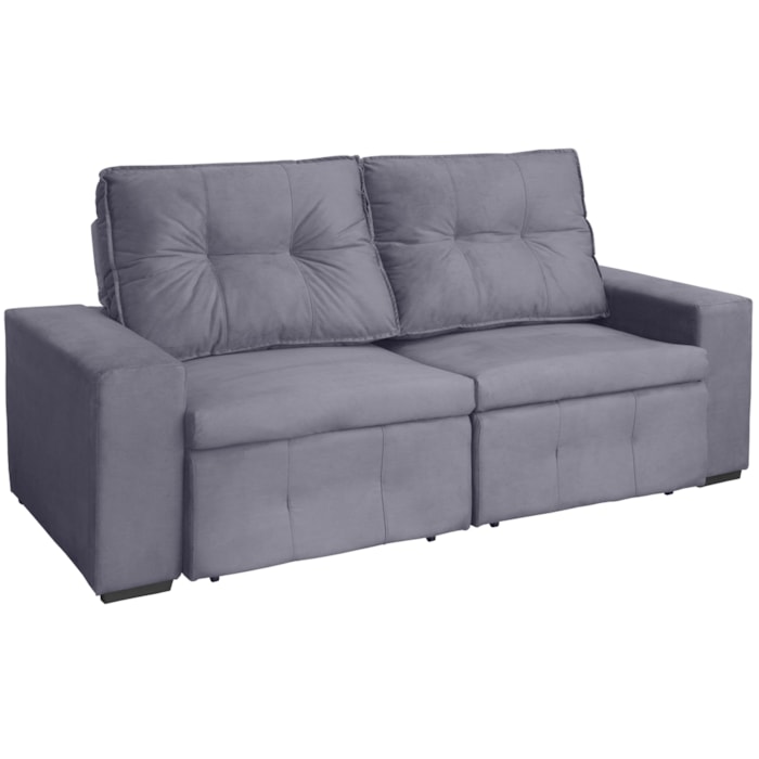 Sofa 3 Lugares Berlim Veludo Cinza Grafit REMoveis l Milani Store