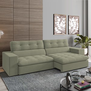Sofa Retratil E Reclinavel 3 Lugares 218 cm Eldorado SL 940 Veludo Moll