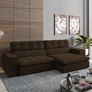 Sofa Retratil E Reclinavel 3 Lugares 218 cm Eldorado SL 942 Veludo Moll