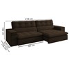 Sofa Retratil E Reclinavel 3 Lugares 218 cm Eldorado SL 942 Veludo Moll