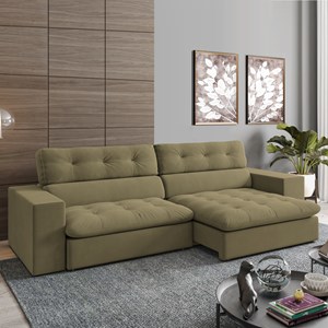 Sofa Retratil E Reclinavel 3 Lugares 246 cm Eldorado SL 945 Veludo Moll