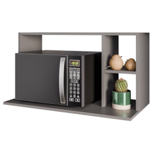 Suporte Microondas 2 Nichos Laila BP 80 cm Grafite Eratto Moveis