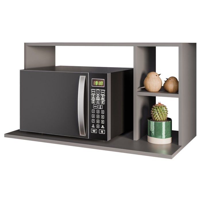 Suporte Microondas 2 Nichos Laila BP 80 cm Grafite Eratto Moveis