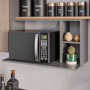 Suporte Microondas 2 Nichos Laila BP 80 cm Grafite Eratto Moveis