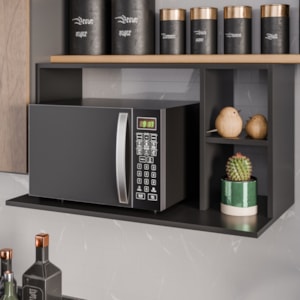 Suporte Microondas 2 Nichos Laila BP 80 cm Preto Eratto Moveis