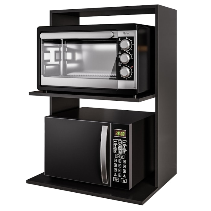 Suporte Microondas Lauren BP 60 cm Preto Eratto Moveis