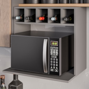 Suporte Microondas Nicho Garrafeiro Lisa BP 60 cm Grafite Eratto Moveis