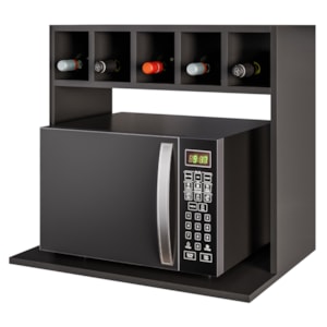 Suporte Microondas Nicho Garrafeiro Lisa BP 60 cm Preto Eratto Moveis