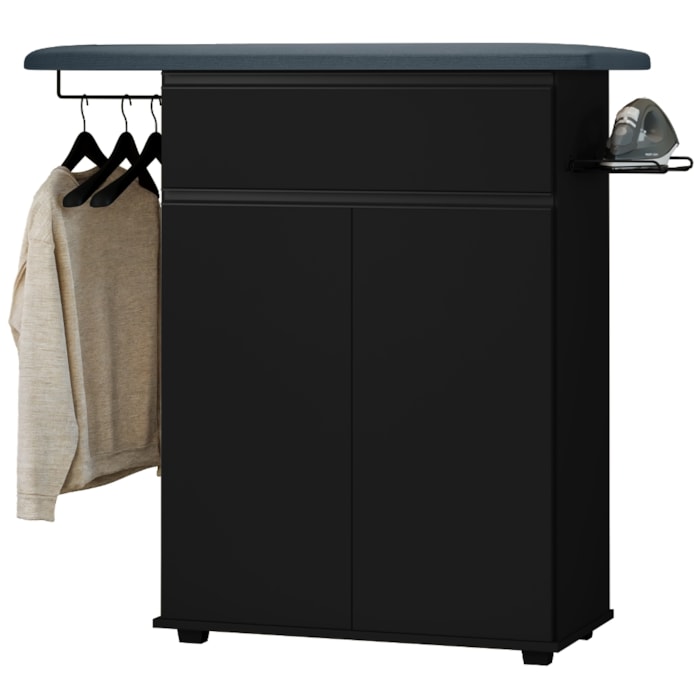 Tabua De Passar Roupa 1 Gaveta 2 Portas 97 cm Conquista Preto RUDK