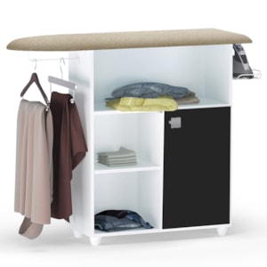 Tabua de Passar Roupa Mariana Com Balcao Branco Preto REAJL Moveis