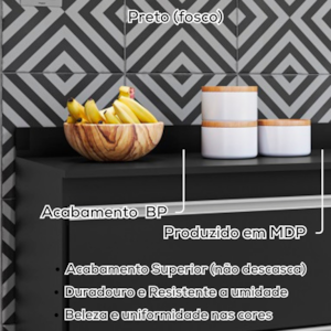 Tampo Para Balcao 100 cm BP Preto Eratto Moveis