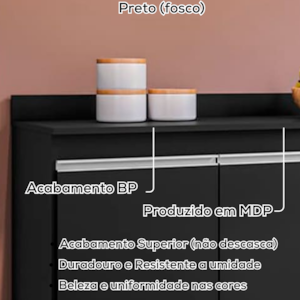 Tampo Para Balcao 120 cm BP Preto Eratto Moveis