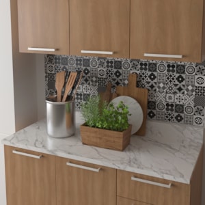 Tampo Para Balcão 120 cm CZ3117 Marmore Branco Tecno Mobili