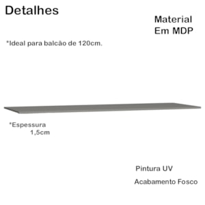 Tampo Para Balcao 120cm 296 Gris KTP