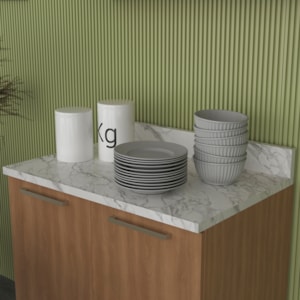 Tampo Para Balcão 80 cm CZ3121 Marmore Branco Tecno Mobili