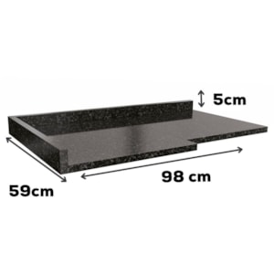 Tampo Para Balcão Canto 98 cm MDP B649 Preto Kappesberg