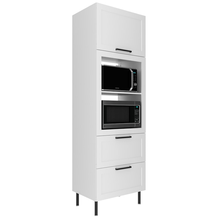 Torre Quente 1 Porta 2 Gavetas 222x70 cm MDF CZ3306 Branco Tecno Mobili