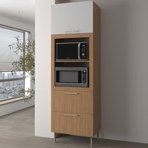 Torre Quente 1 Porta 2 Gavetas 222x80 cm CZ3142 Freijo Branco Tecno Mobili